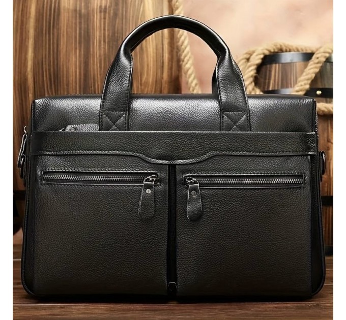 Мужская сумка для офиса 39x28×8, портфель папка для ноутбука и бумаг SK N76955 черный