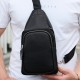 Чоловіча сумка з натуральної шкіри 18х31х7, бананка через плече Tiding Bag 34091 чорна