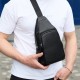 Чоловіча сумка з натуральної шкіри 18х31х7, бананка через плече Tiding Bag 34091 чорна