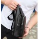 Чоловіча сумка з натуральної шкіри 18х31х7, бананка через плече Tiding Bag 34091 чорна