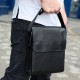 Сумка мессенджер 21.5x25x7 кожаная барсетка для мужчин Tiding Bag 35775 черная