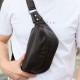 Чоловічий шкіряний рюкзак нагрудний для телефону 14х29х8, сумка бананка для міста та відпочинку 70101 чорна