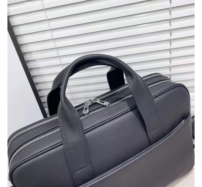 Шкіряна чоловіча ділова сумка для ноутбука 40x27x10, офісний портфель Tiding Bag 56901, чорний