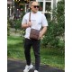 Барсетка с клапаном через плечо  24х20х6, мужская сумка с гладкой кожи Tiding Bag TD-81020 коричневая