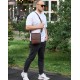 Барсетка с клапаном через плечо  24х20х6, мужская сумка с гладкой кожи Tiding Bag TD-81020 коричневая