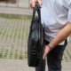 Офисная мужская сумка через плечо 39х29х10, кожаный портфель-мессенджер для бизнеса, черный