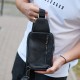 Мужская сумка-слинг через плечо 13х20х5, нагрудная бананка с узором для телефона, черная