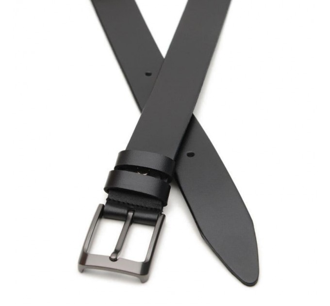 Ремінь шкіряний чоловічий 125×3.5 / пасок для штанів та джинсів, чорний