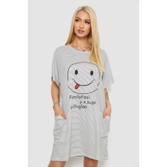 Ночная рубашка в полоску, цвет серо-белый, 238R15022-1