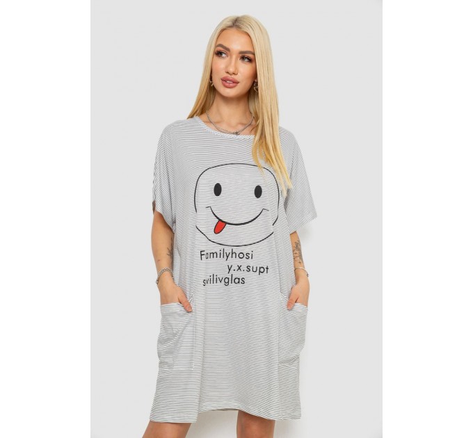 Ночная рубашка в полоску, цвет серо-белый, 238R15022-1