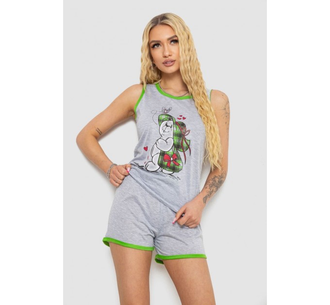 Пижама женская с принтом, цвет серо-салатовый, 238RB40