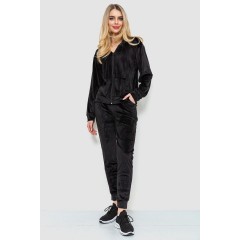 Спорт костюм женский велюровый, цвет черный, 244R20304