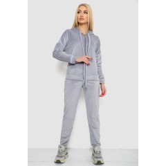 Спортивный костюм женский велюровый, цвет светло-серый, 177R018