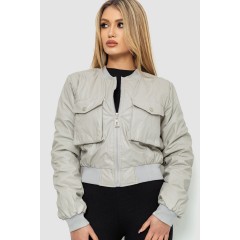 Куртка женская из экокожи короткая, цвет серый, 186R097