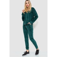 Спорт костюм женский велюровый, цвет темно-зеленый, 244R20304