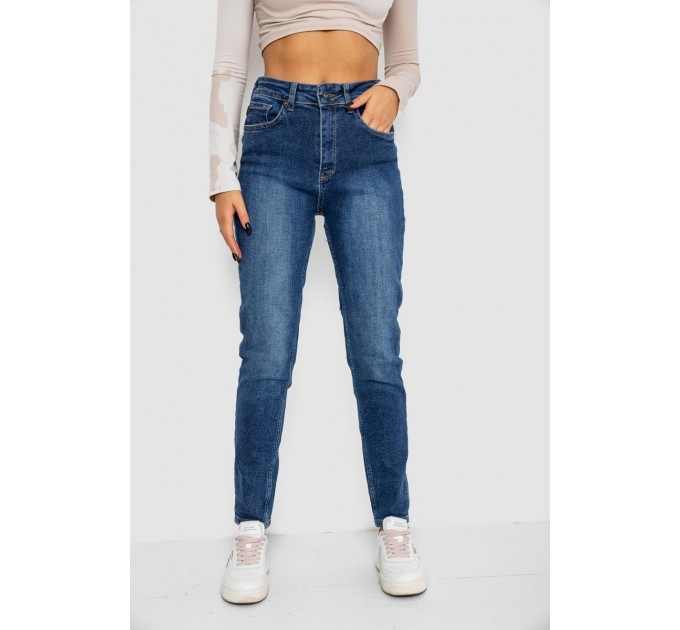 Джинсы женские Mom-fit стрейч, цвет синий, 244R1143