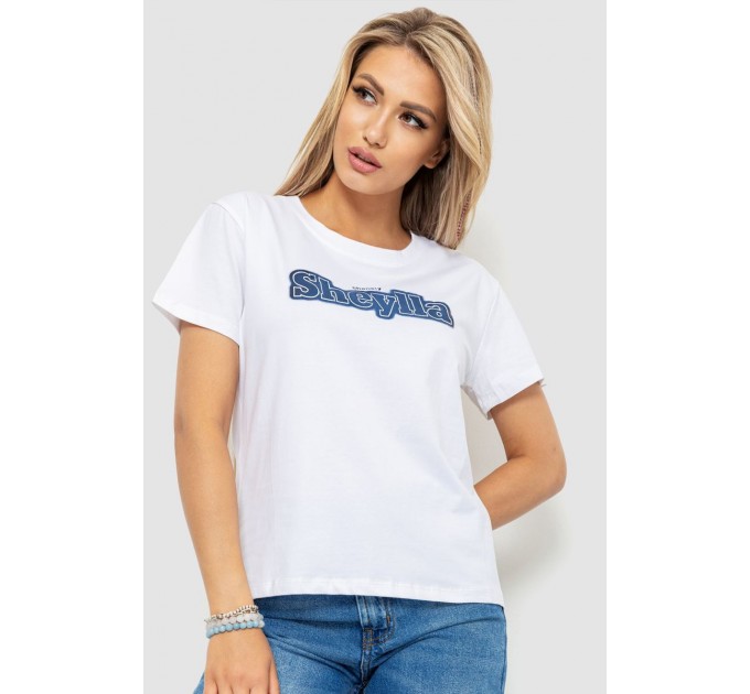 Футболка женская с принтом, цвет белый, 221R3004-1