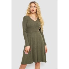 Платье трикотажное с оборкой, цвет хаки, 230R0113