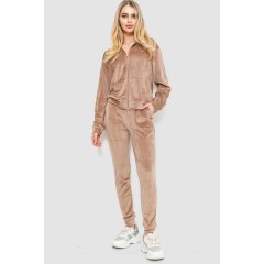 Спорт костюм женский велюровый, цвет бежевый, 244R20304