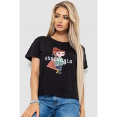 Футболка женская с принтом, цвет черный, 221R3016