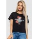 Футболка женская с принтом, цвет черный, 221R3016