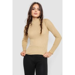 Водолазка женская в рубчик, цвет бежевый, 214R91306