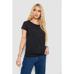Футболка женская однотонная, цвет черный, 244R2206