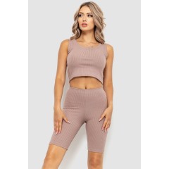 Костюм женский в рубчик повседневный, цвет темно-бежевый, 214R700