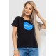 Футболка женская с принтом, цвет черный, 221R3009