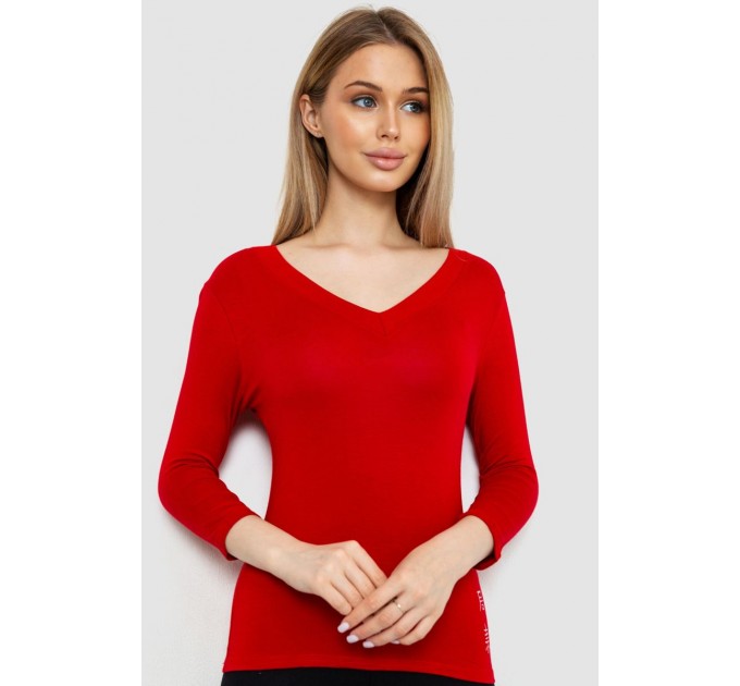 Женский лонгслив укороченный с рукавом 3/4, цвет бордовый, 186R508