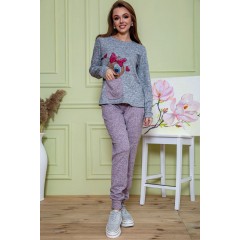 Женский костюм штаны + кофта, серо-пудрогово цвета, 172R1211