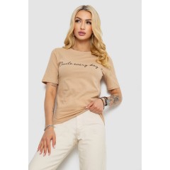 Футболка женская с принтом, цвет бежевый, 241R130