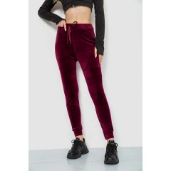 Спорт штаны женские велюровые, цвет бордовый, 244R5571