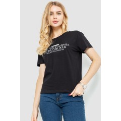 Футболка женская с принтом, цвет черный, 221R3006
