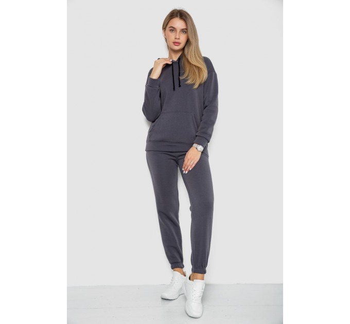 Спорт костюм женский на флисе, цвет темно-серый, 241R1530