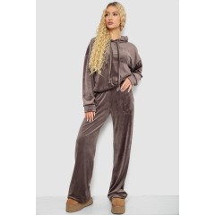 Спортивный костюм женский велюровый свободного кроя, цвет мокко, 241R2001-20
