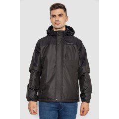 Куртка мужская демисезонная с капюшоном, цвет черный, 214R61035