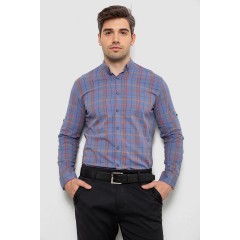 Рубашка мужская в клеточку, цвет джинс, 214R1255
