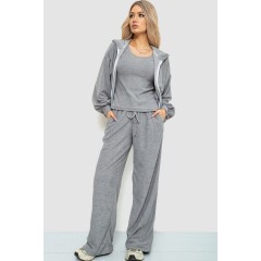 Спорт костюм женский махровый тройка, цвет серый, 102R5250