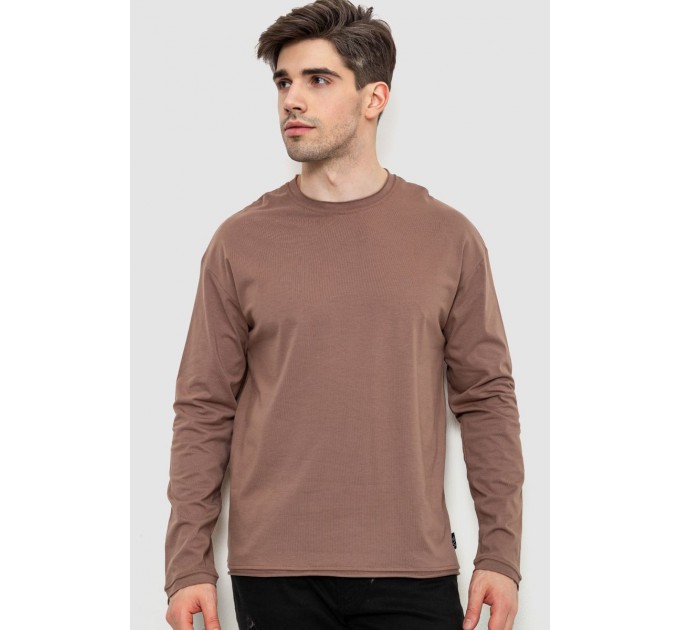 Лонгслив мужской однотонный, цвет коричневый, 102R3308