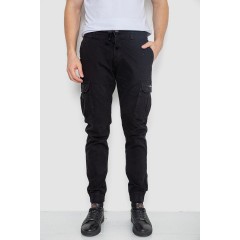 Брюки карго мужские на резинке, цвет черный, 244R1643
