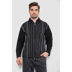 Кофта мужская на молнии в полоску, цвет черный, 238R123