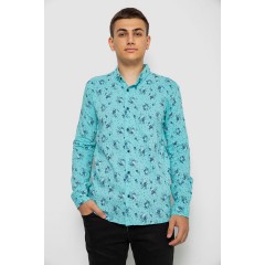 Рубашка мужская с принтом, цвет бирюзовый, 214R1043