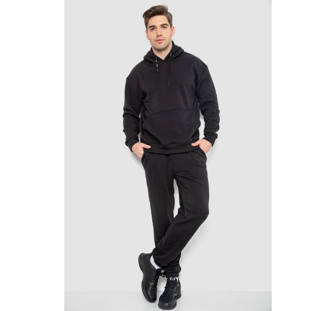 Спорт костюм мужской на флисе, цвет черный, 190R235