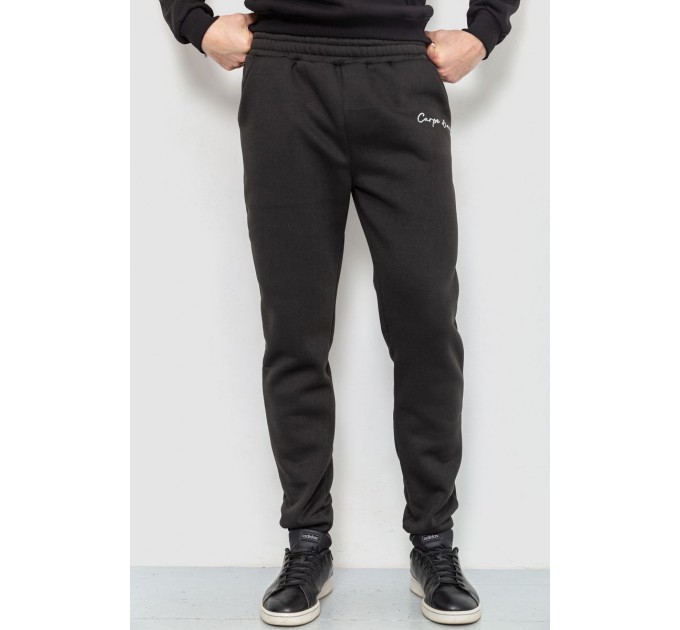 Спорт штаны мужские на флисе, цвет черный, 238R56910