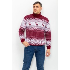 Свитер-гольф мужской, цвет бордово-белый, 161R712-1