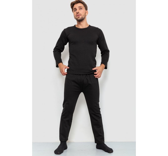 Термобелье мужское на флисе, цвет черный, 131R153797