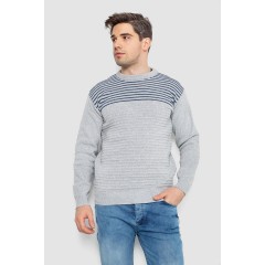 Свитер мужской в полоску, цвет светло-серый, 161R1029
