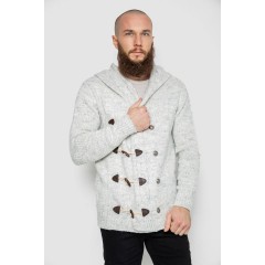 Кофта мужская на пуговицах, цвет светло-серый, 214R10640