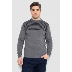 Свитер мужской в полоску, цвет серый, 161R1029